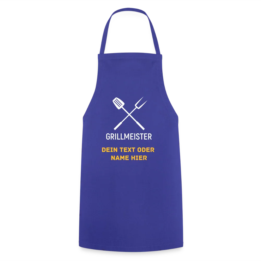 Koch- oder Grillschürze "Grillmeister" - personalisierbarer Name oder Text - Royalblau
