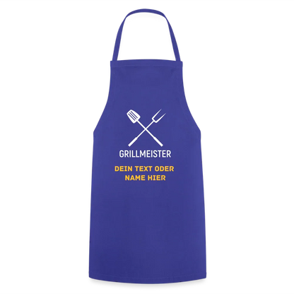 Koch- oder Grillschürze "Grillmeister" - personalisierbarer Name oder Text - Royalblau
