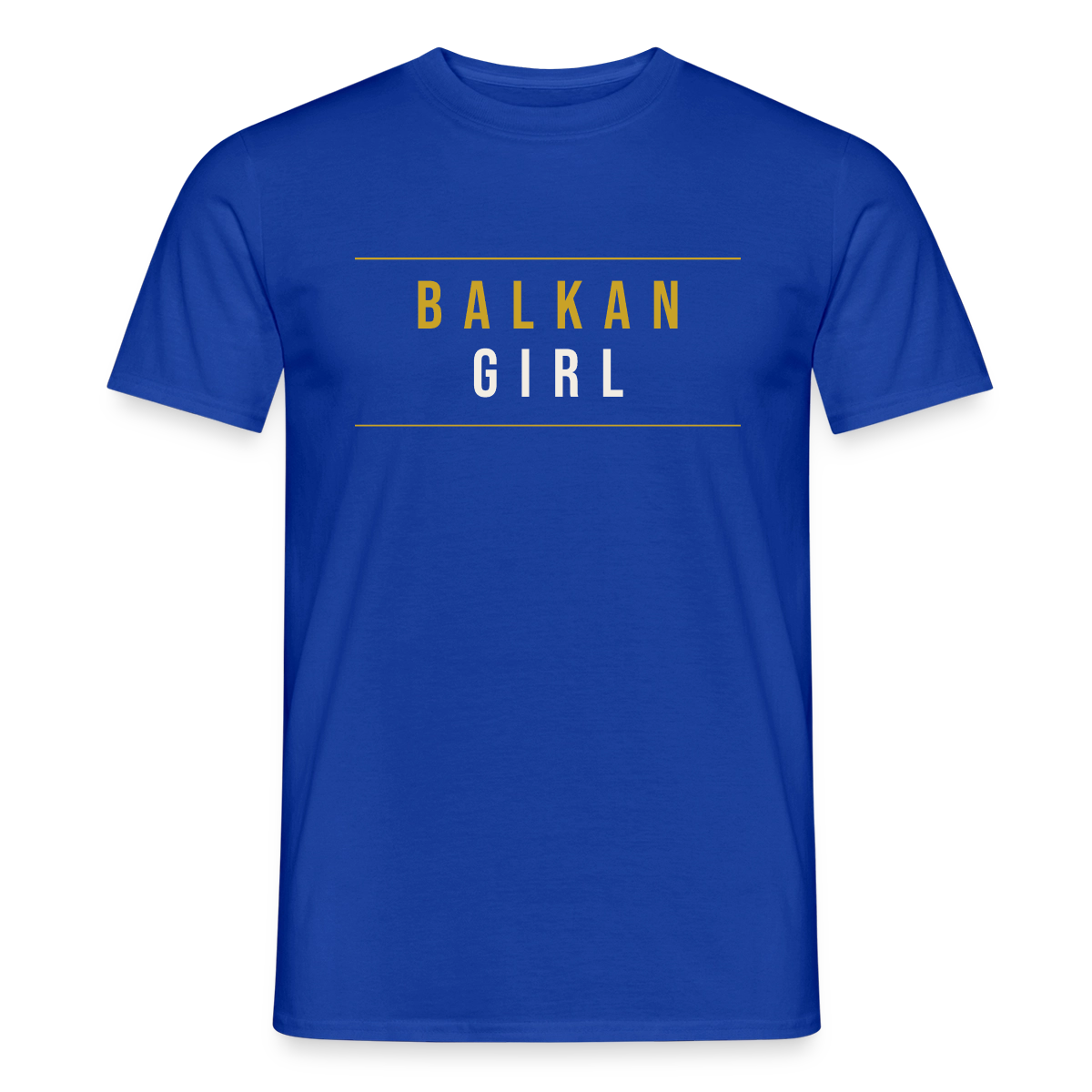 Balkan Girl. Serif-Motiv Motiv-T-Shirt für Männer, Farbe Dunkelblau