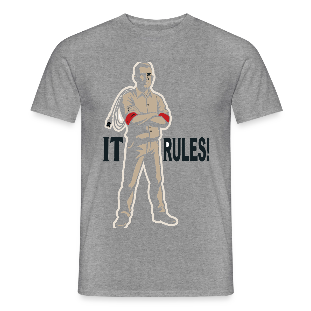IT rules! Motiv-T-Shirt für Männer, Farbe Graphit meliert