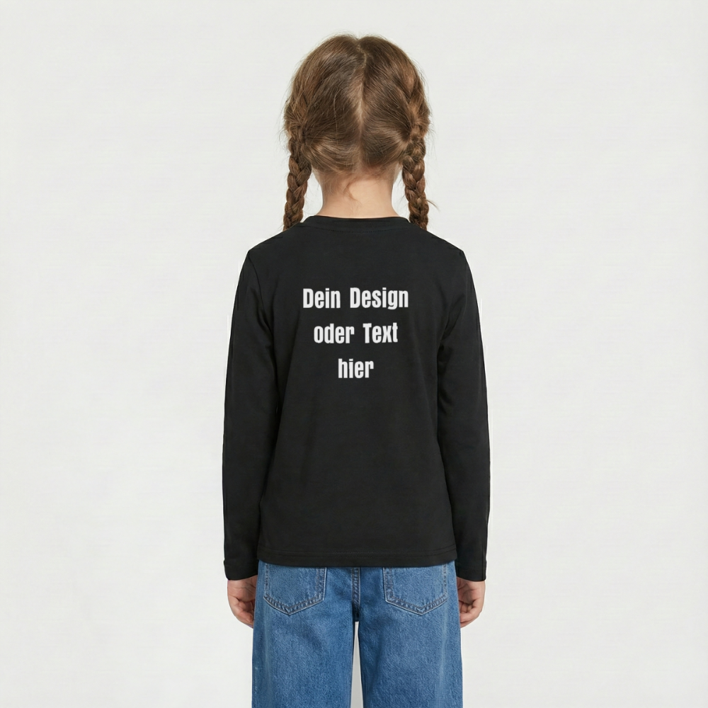 Teenager Premium Langarmshirt - personalisierbare Vorder- und Rückseite - Schwarz