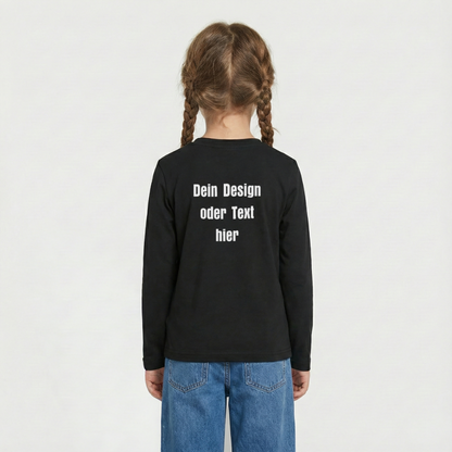 Teenager Premium Langarmshirt - personalisierbare Vorder- und Rückseite - Schwarz
