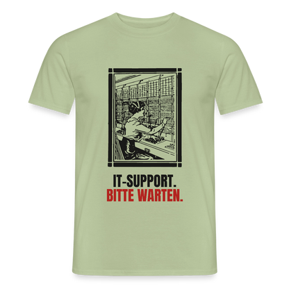 IT-Support. Bitte warten. Motiv-T-Shirt für Männer, Farbe Sage