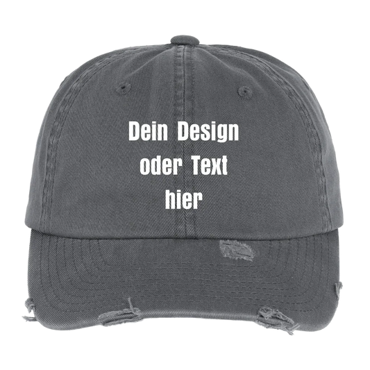 Low Profile Destroyed Cap - personalisierbar - Dunkelgrau