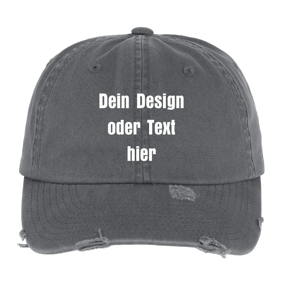 Low Profile Destroyed Cap - personalisierbar - Dunkelgrau