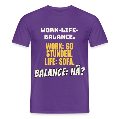 Balance: hä? Motiv-T-Shirt für Männer, Farbe Lila