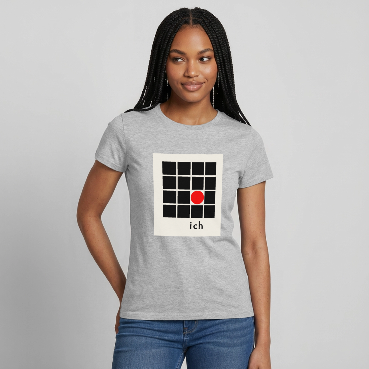 Ich bin die Ausnahme. Motiv-T-Shirt für Frauen, Farbe Grau meliert, Model