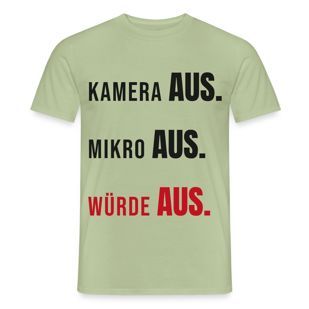 Kamera aus, Würde aus Motiv-T-Shirt für Männer, Farbe Sage