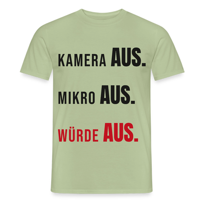 Kamera aus, Würde aus Motiv-T-Shirt für Männer, Farbe Sage
