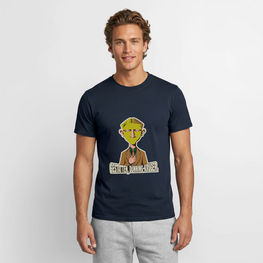 Gestatten, Dunning-Kruger. Neue-Sachlichkeit-Motiv Motiv-T-Shirt für Männer, Farbe Navy, Model