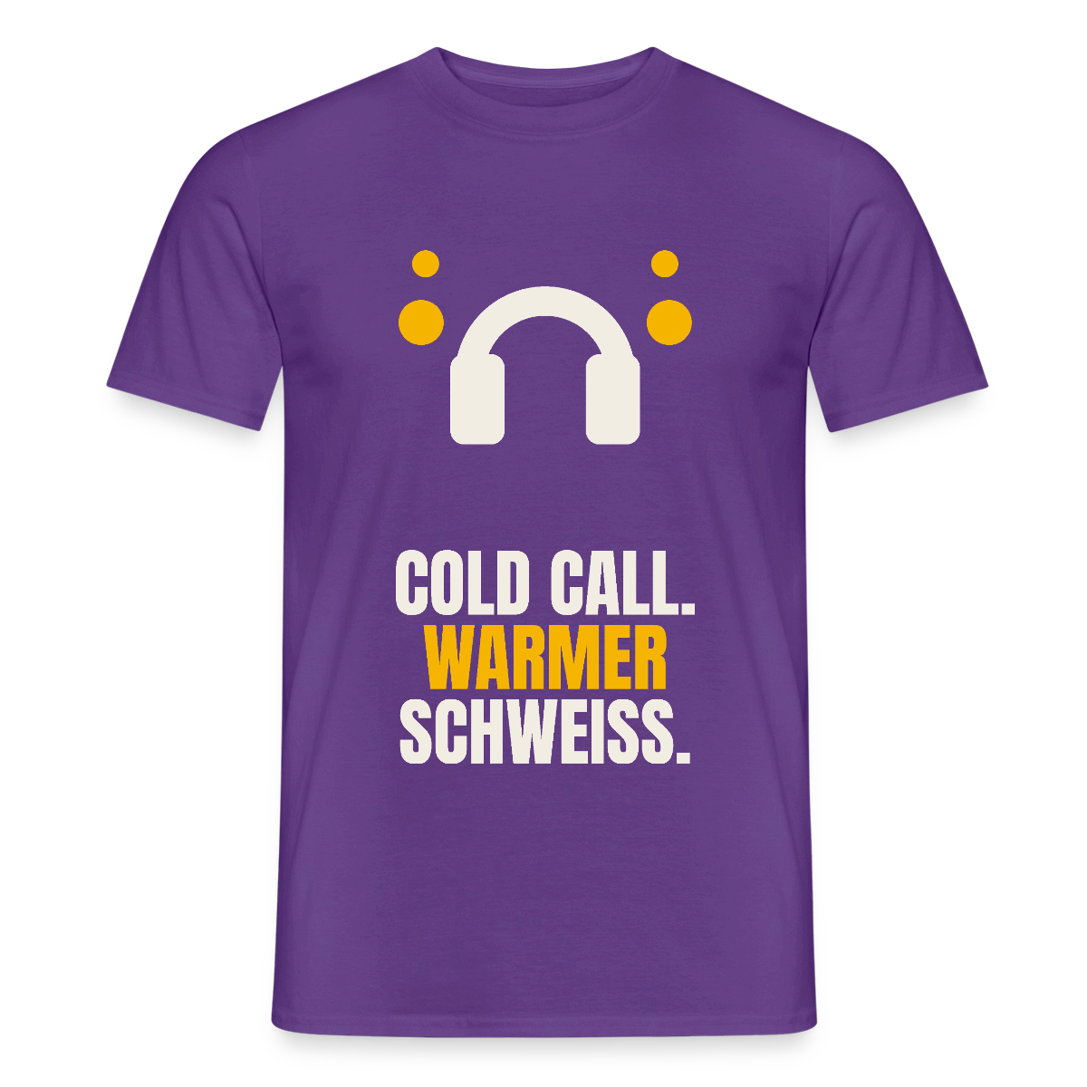 Cold Call. Warmer Schweiß. Motiv-T-Shirt für Männer, Farbe Lila