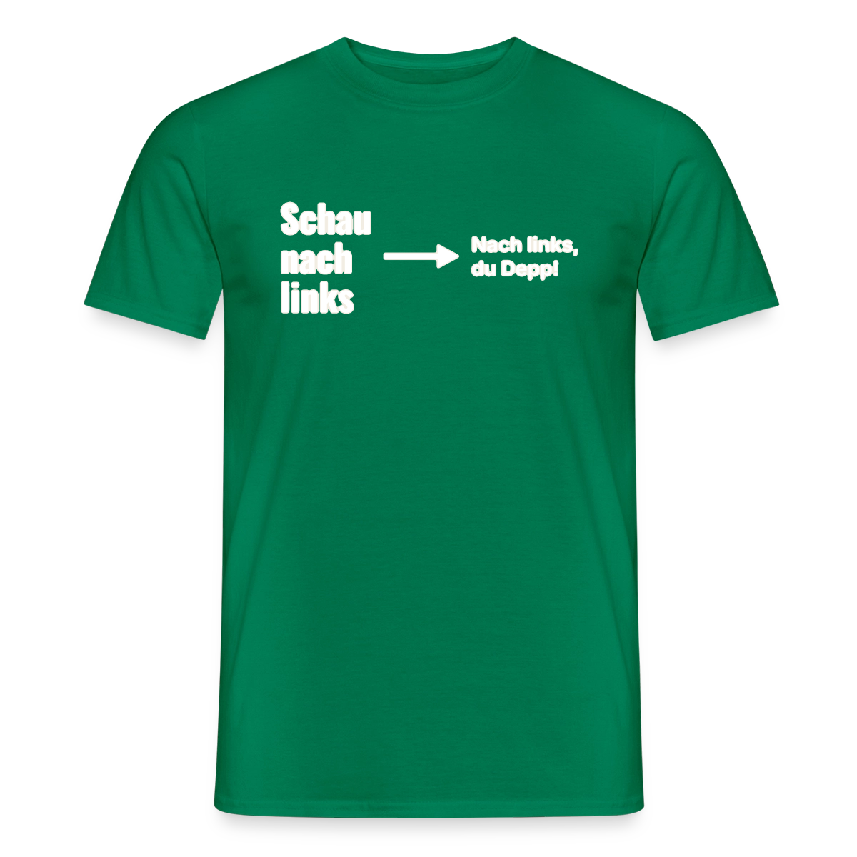 Schau nach links. Motiv-T-Shirt für Männer, Farbe Kelly Green