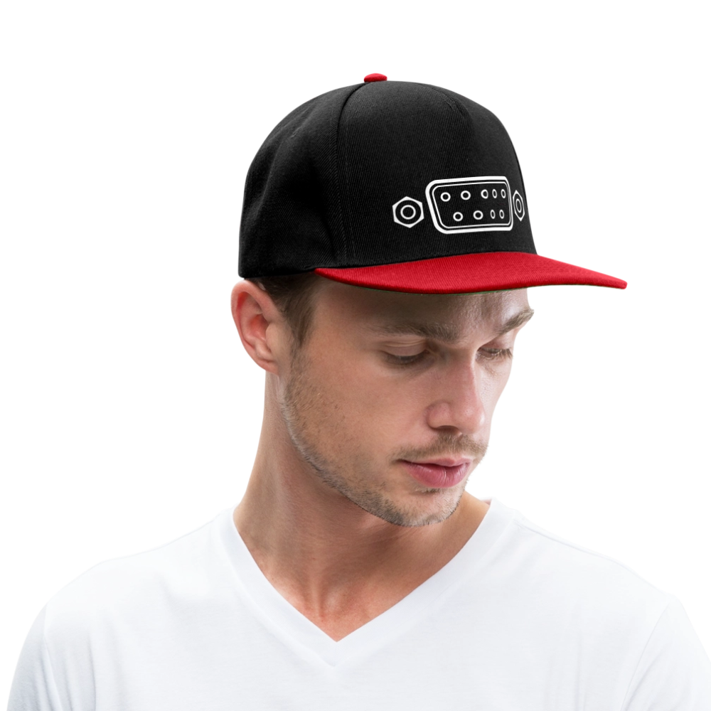 DB-9 RS-232 Retro Snapback Cap - Schwarz/Rot