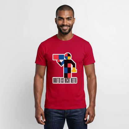 "Brutto ist nicht Netto. Bauhaus-Motiv" Motiv-T-Shirt für Männer, Farbe Rot