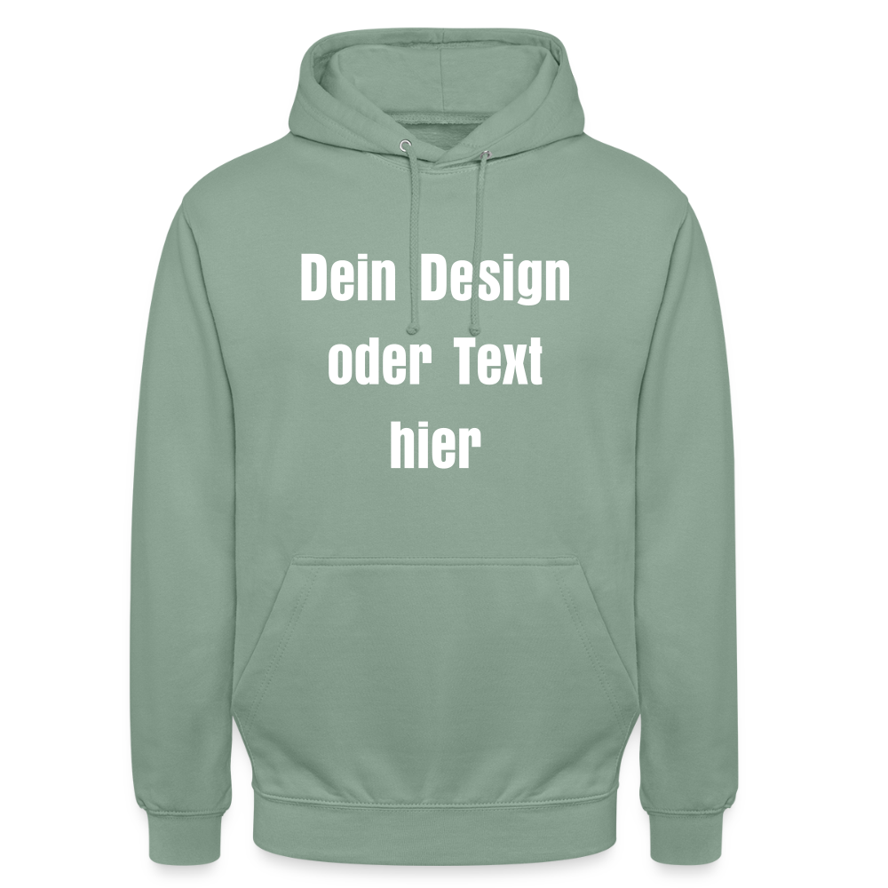 Unisex Hoodie - personalisierbare Vorder- und Rückseite - Graugrün
