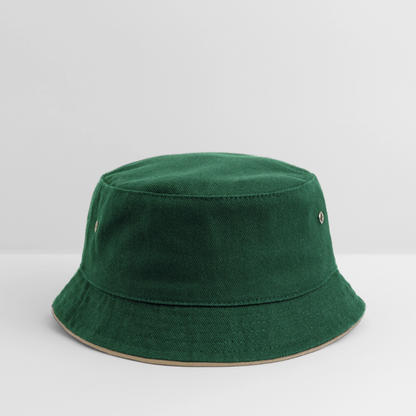 Kinder Bucket Hat - personalisierbar - Dunkelgrün/Beige