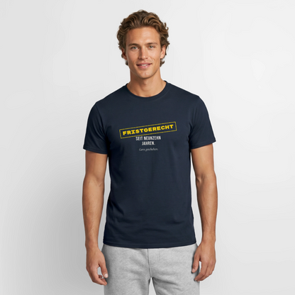 "Fristgerecht seit neunzehn Jahren. Gern geschehen." Motiv-T-Shirt für Männer, Farbe Navy