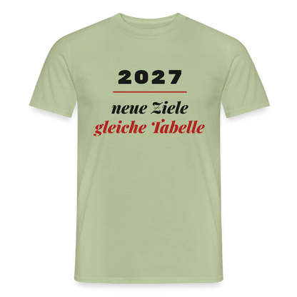 "2027: neue Ziele, gleiche Tabelle" Motiv-T-Shirt für Männer, Farbe Sage