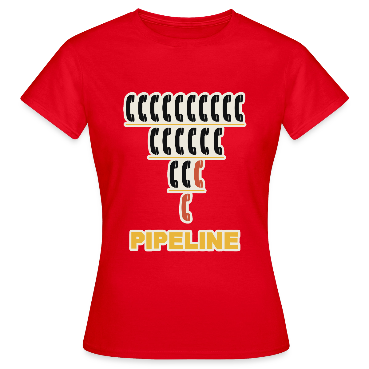 Pipeline. Isotype-Motiv Motiv-T-Shirt für Frauen, Farbe Rot