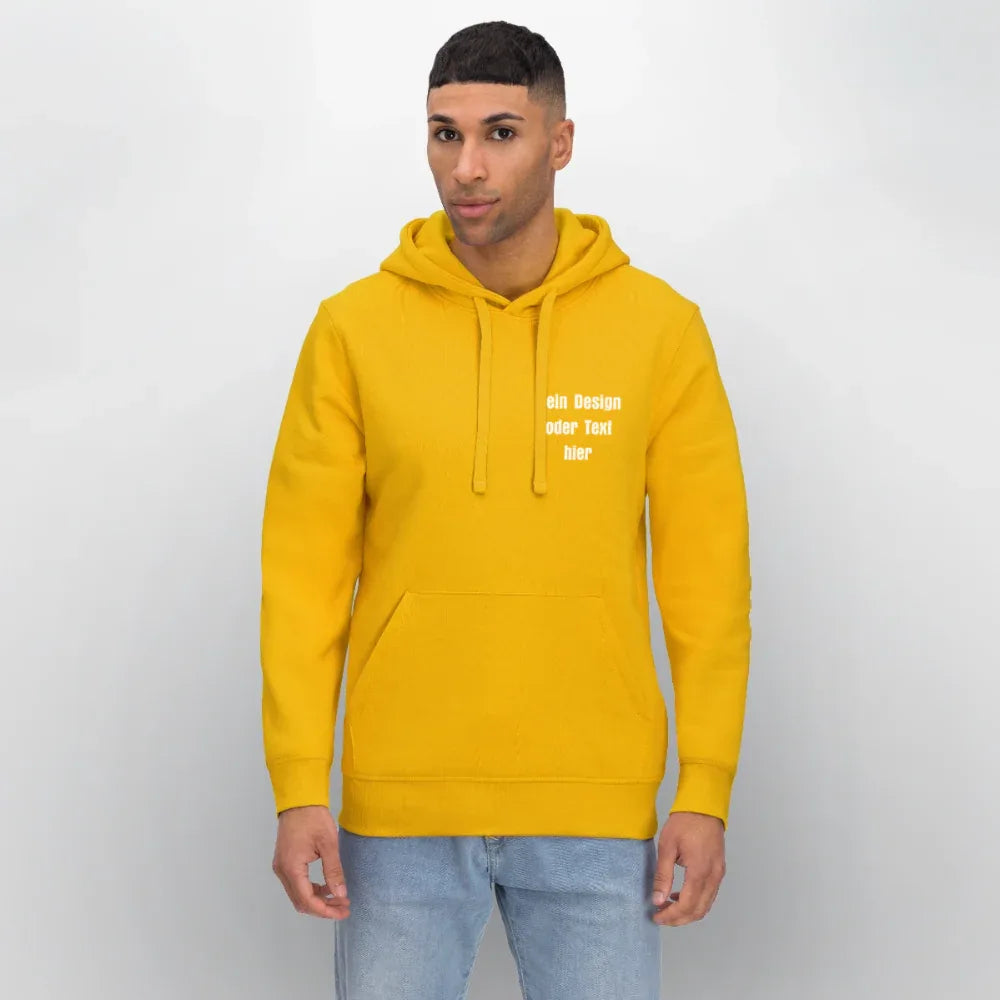 Stanley/Stella Unisex Bio-Hoodie DRUMMER - personalisierbare Vorder- und Rückseite - Spektralgelb