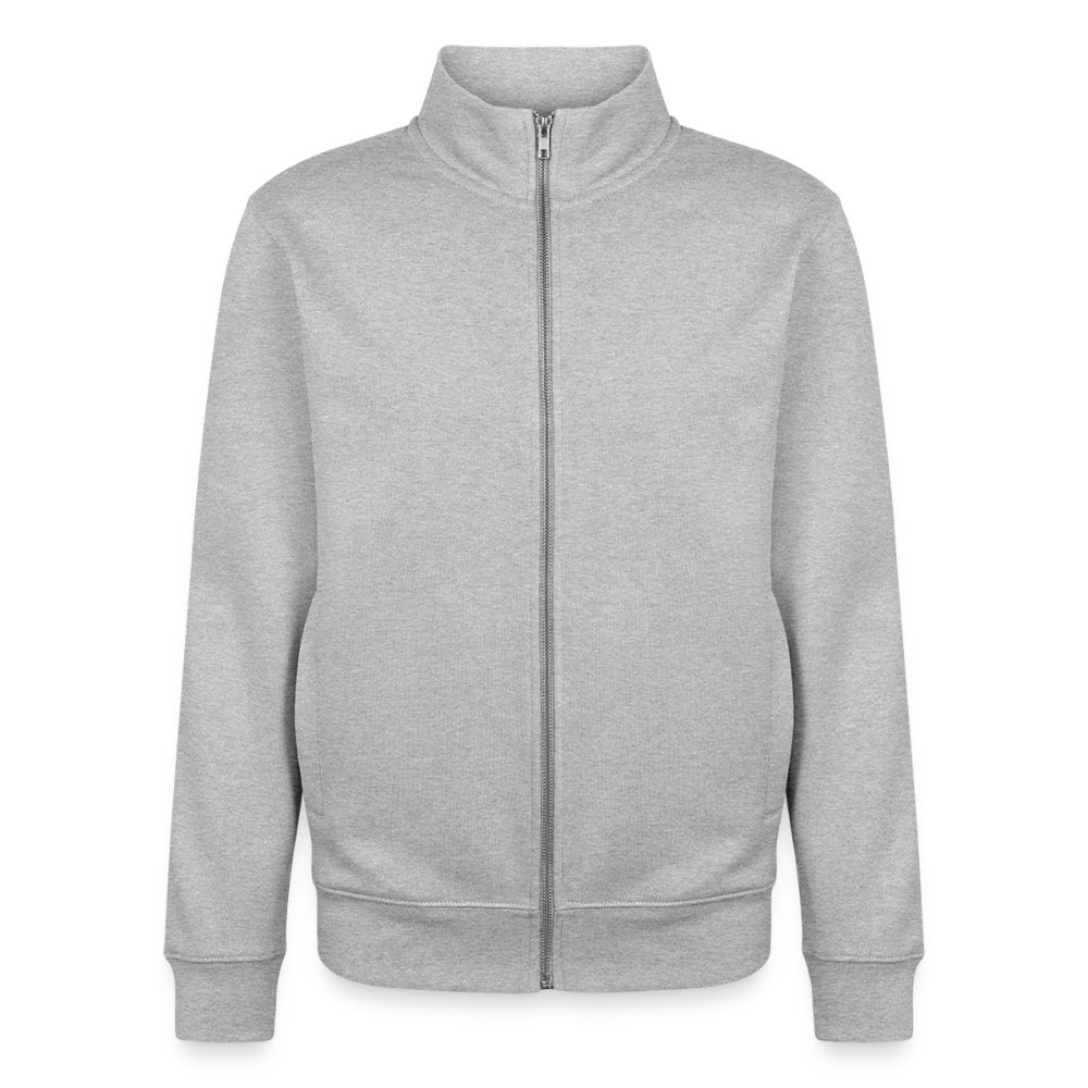 Pullover mit Zip-Kragen für Sie und Ihn (Unisex) - personalisierbare Vorder- und Rückseite - Grau meliert