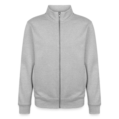 Pullover mit Zip-Kragen für Sie und Ihn (Unisex) - personalisierbare Vorder- und Rückseite - Grau meliert