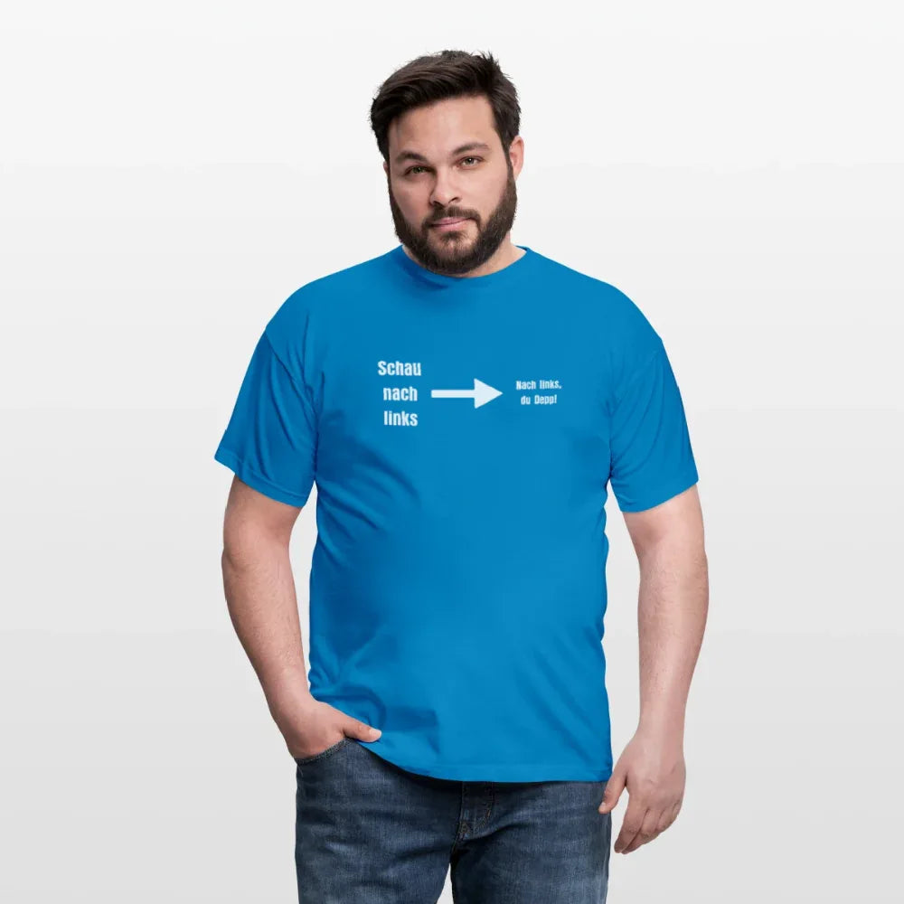 "Schau nach links" Motiv-T-Shirt für Männer - Royalblau