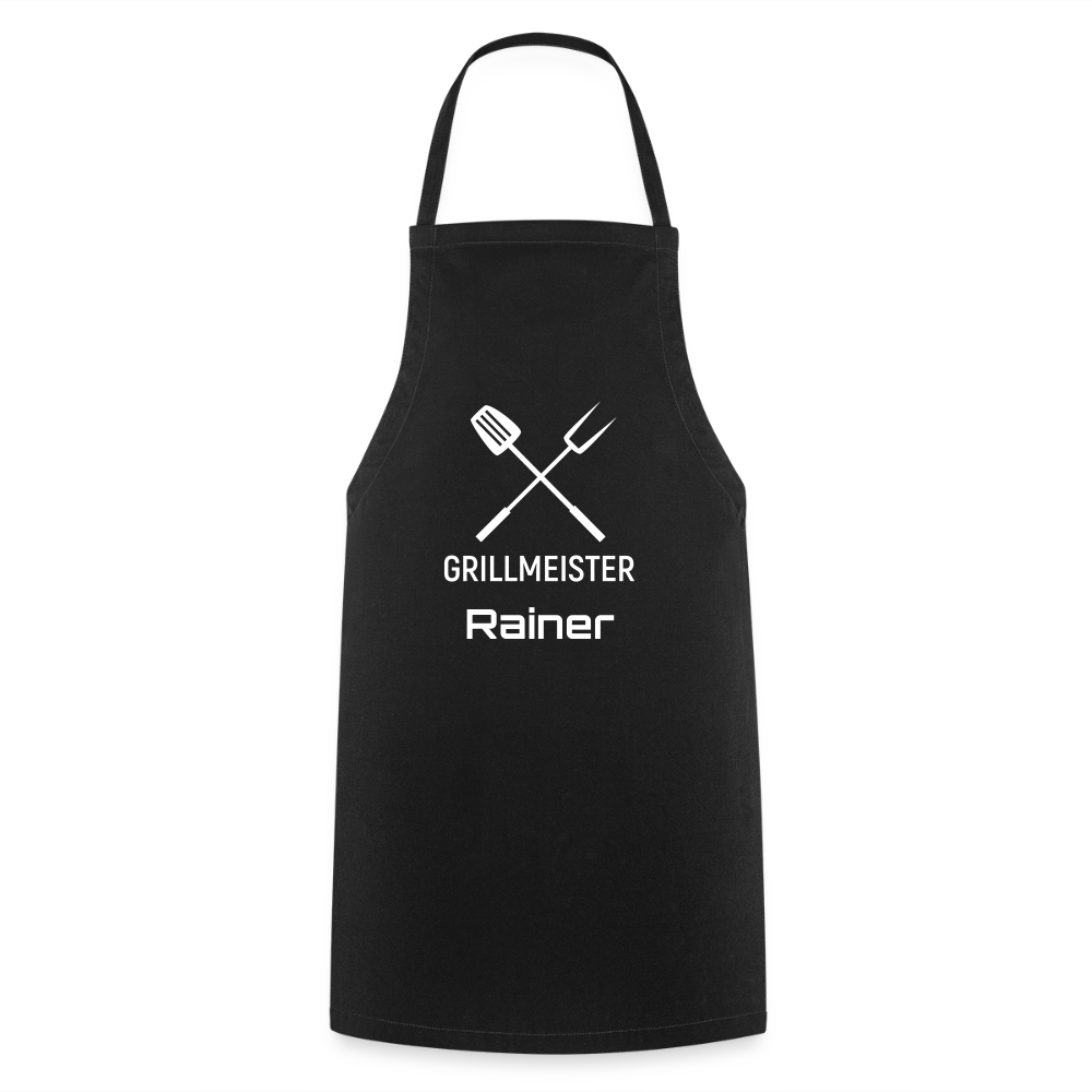 Koch- oder Grillschürze "Grillmeister" - personalisierbarer Name oder Text - Schwarz