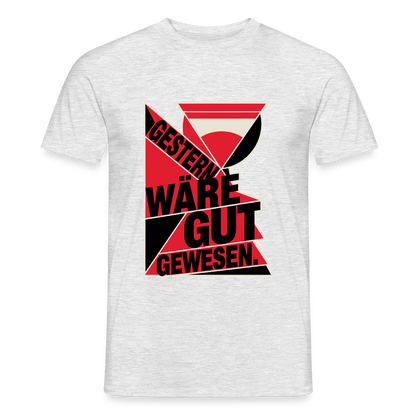 "Gestern wäre gut gewesen. Konstruktivismus-Motiv" Motiv-T-Shirt für Männer, Farbe Grau meliert