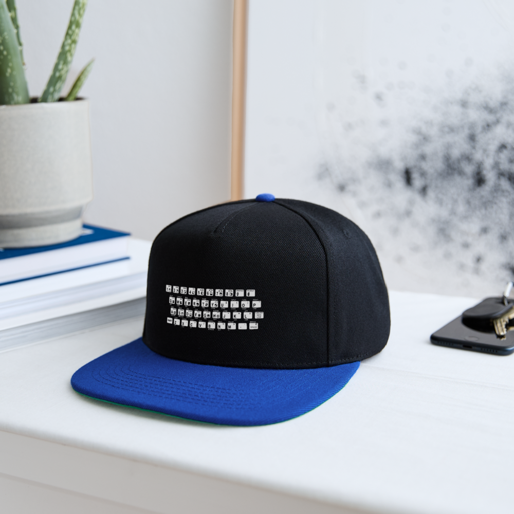 48K ZX Spectrum Retro Snapback Cap - Schwarz/Königsblau