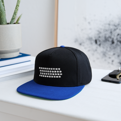 48K ZX Spectrum Retro Snapback Cap - Schwarz/Königsblau
