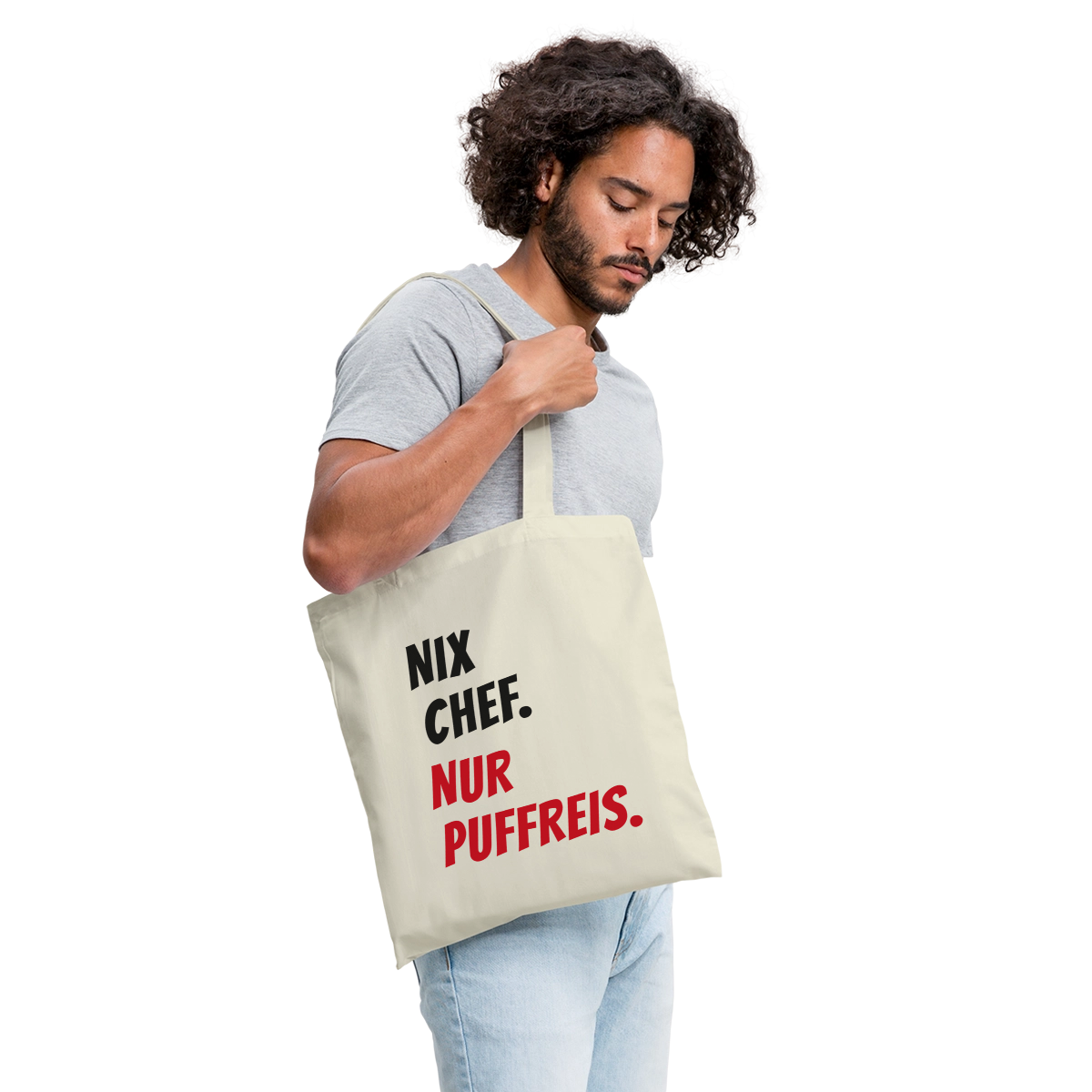 "Nix Chef. Nur Puffreis." Stoffbeutel, Farbe Natur