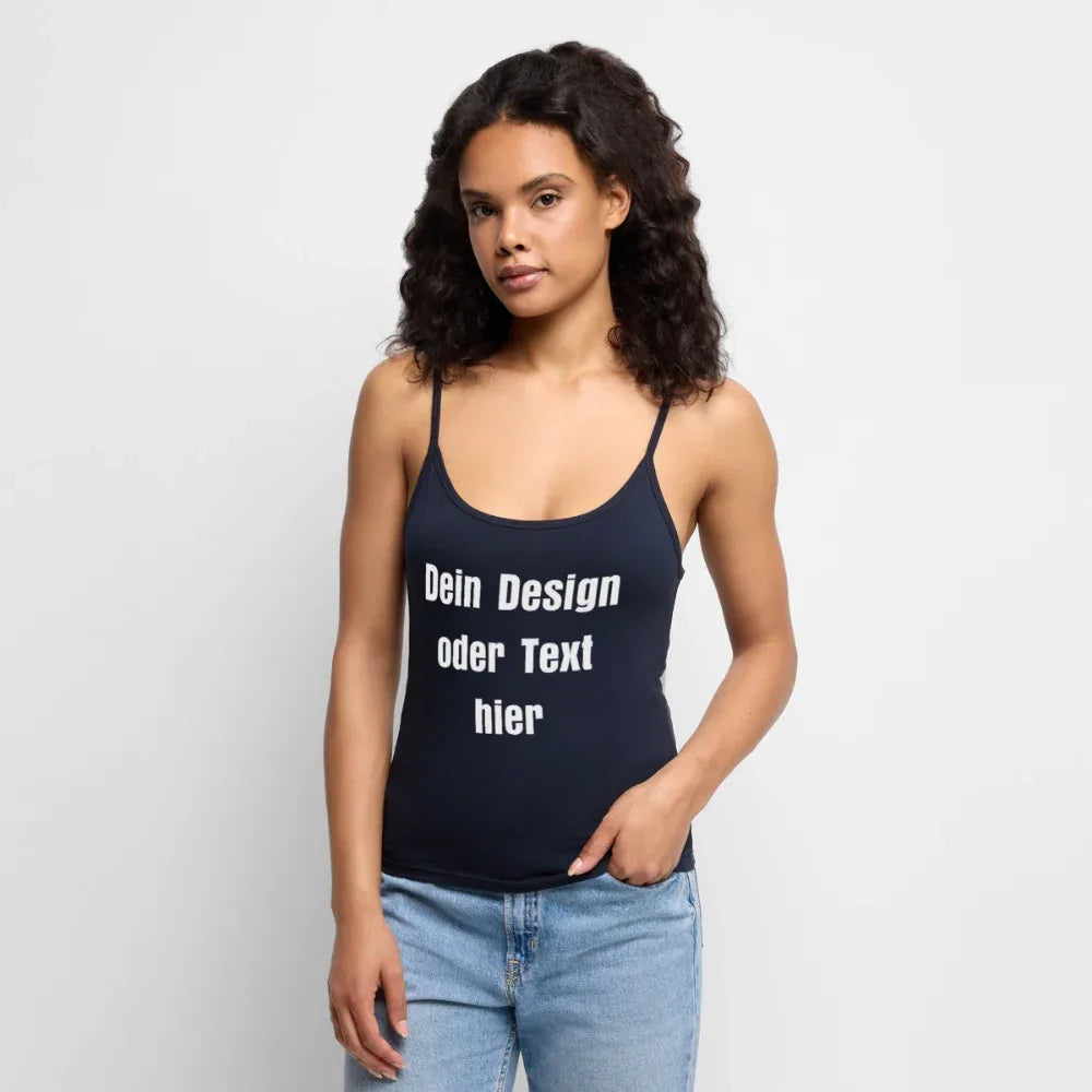 Frauen Spaghetti Tank Top - personalisierbar - Navy