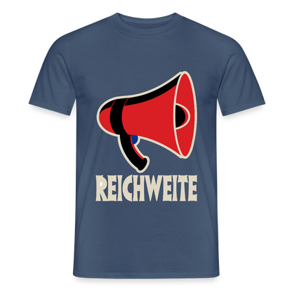 Reichweite. Sachplakat-Motiv Motiv-T-Shirt für Männer, Farbe Dunkles Denimblau