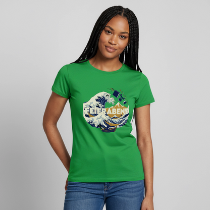 "Feierabend. Ukiyo-e-Motiv" Motiv-T-Shirt für Frauen, Farbe Kelly Green