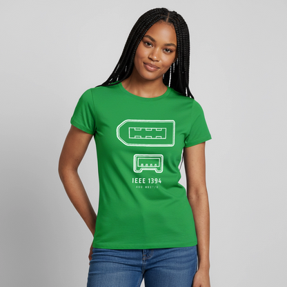 "IEEE 1394, 400 Mbit/s" Motiv-T-Shirt für Frauen, Farbe Kelly Green