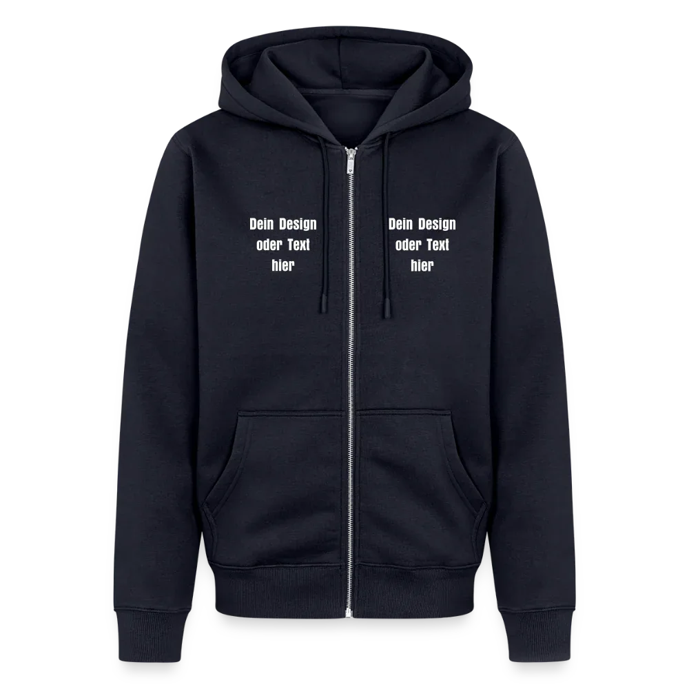 Männer Premium Kapuzenjacke - personalisierbare Vorder- und Rückseite - Navy