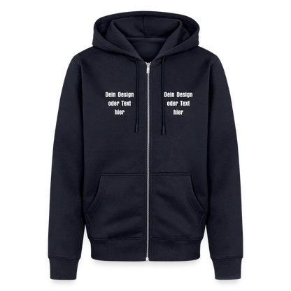 Männer Premium Kapuzenjacke - personalisierbare Vorder- und Rückseite - Navy