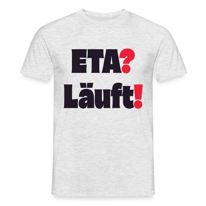 ETA? Läuft! Typo-Motiv Motiv-T-Shirt für Männer, Farbe Grau meliert, Model