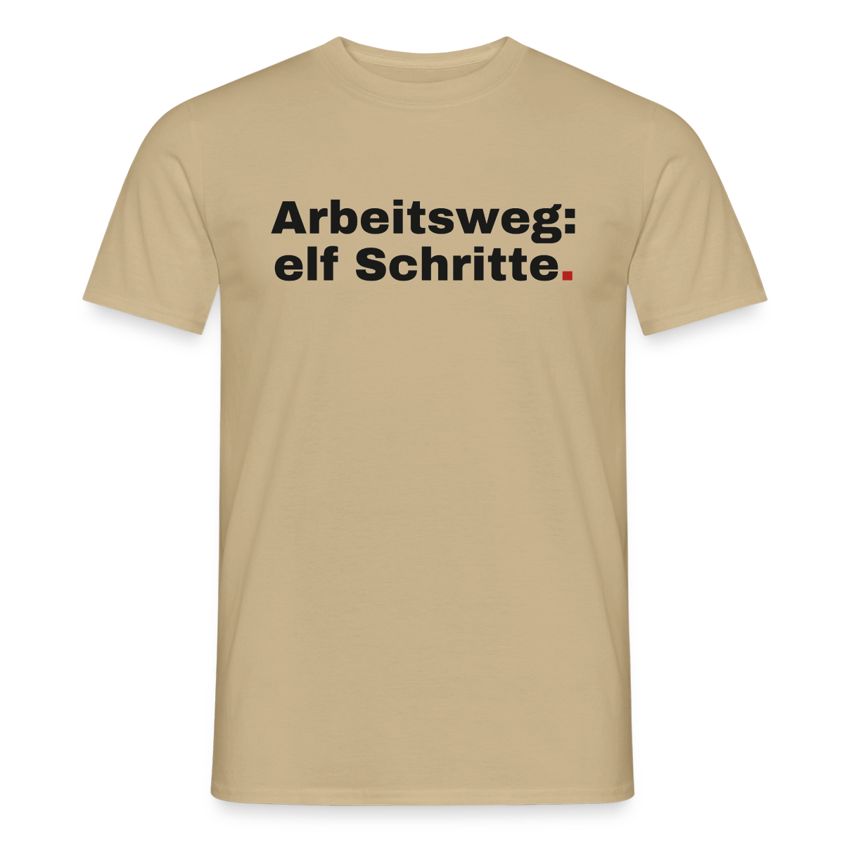 Arbeitsweg: elf Schritte Motiv-T-Shirt für Männer, Farbe Sandbeige