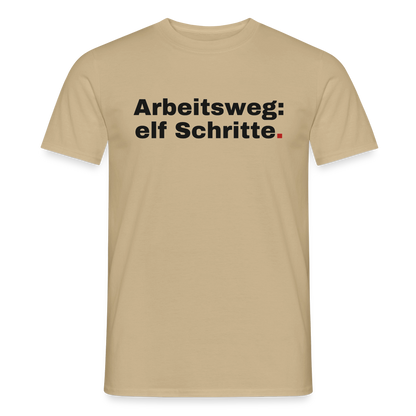 Arbeitsweg: elf Schritte Motiv-T-Shirt für Männer, Farbe Sandbeige