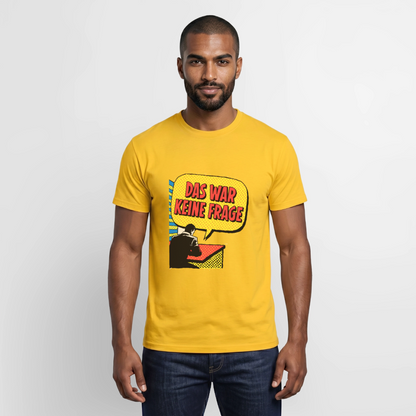 "Das war keine Frage. Popart-Motiv" Motiv-T-Shirt für Männer, Farbe Gelb