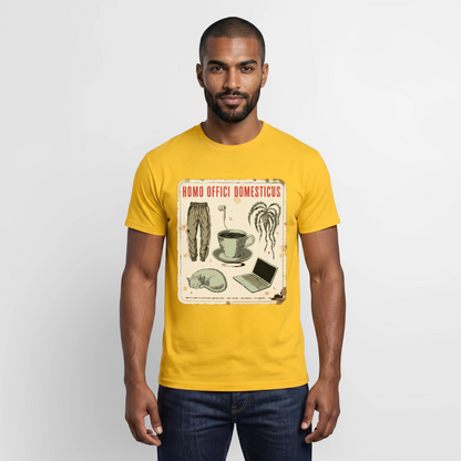 Homo Offici Domesticus Motiv-T-Shirt für Männer, Farbe Gelb