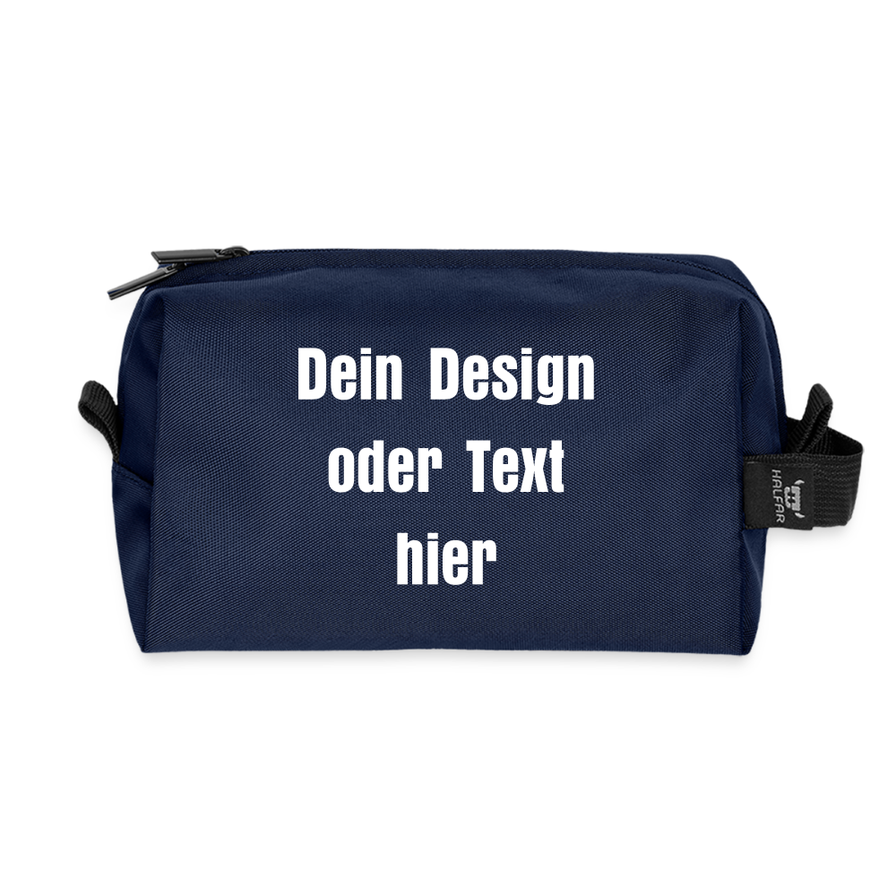 Recycelte Kulturtasche - personalisierbar - Navy