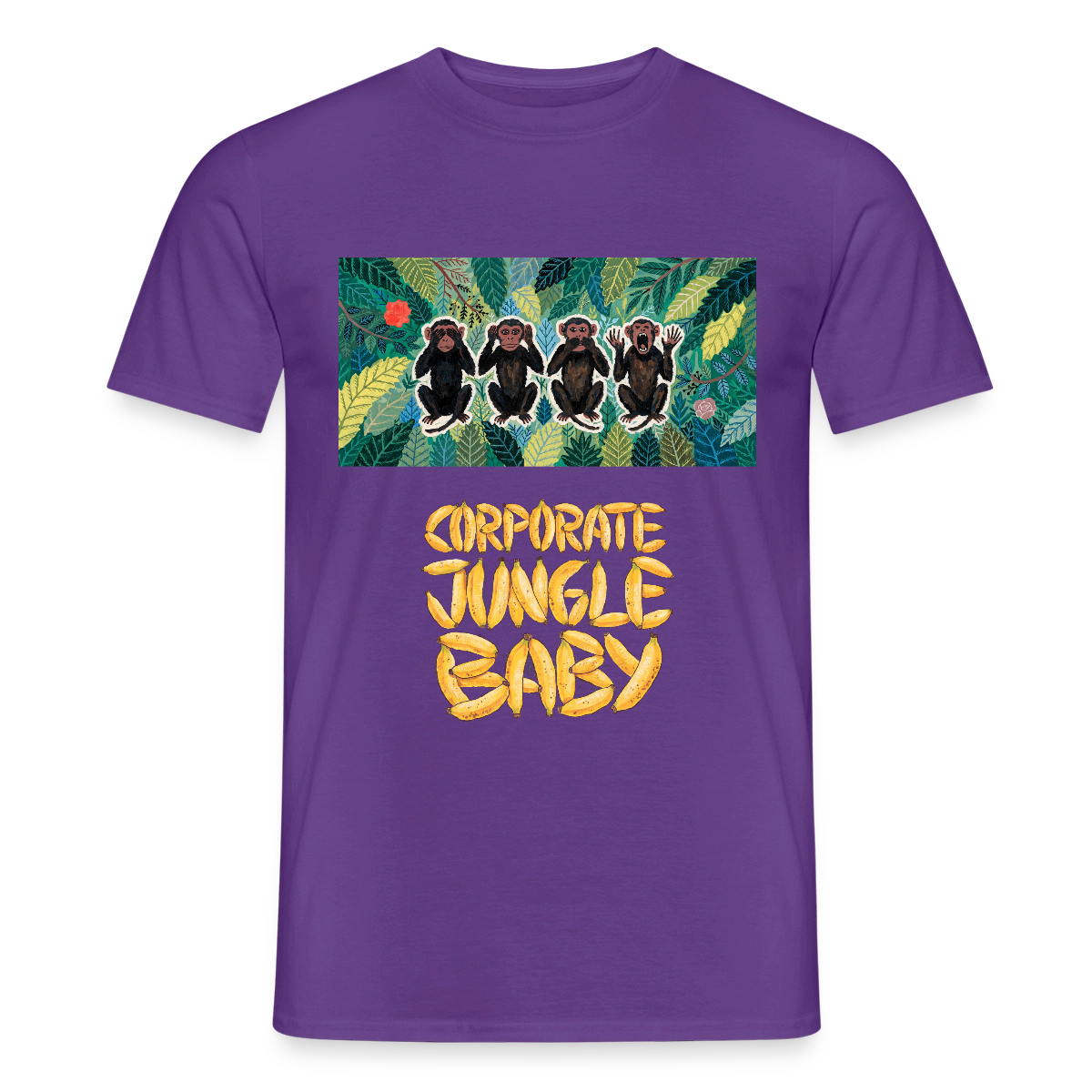 Corporate Jungle, Baby! Motiv-T-Shirt für Männer, Farbe Lila