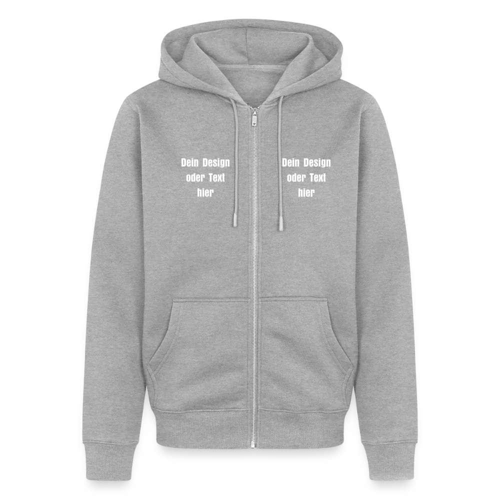 Männer Premium Kapuzenjacke - personalisierbare Vorder- und Rückseite - Grau meliert