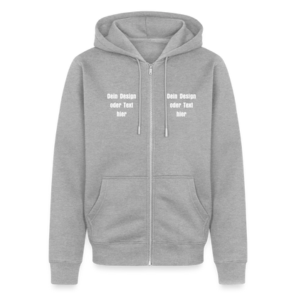 Männer Premium Kapuzenjacke - personalisierbare Vorder- und Rückseite - Grau meliert
