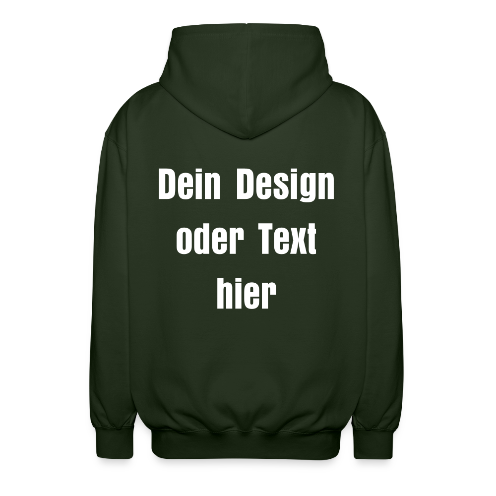 Unisex Kapuzenjacke - personalisierbare Vorder- und Rückseite - Forstgrün 