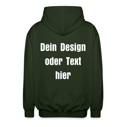 Unisex Kapuzenjacke - personalisierbare Vorder- und Rückseite - Forstgrün 