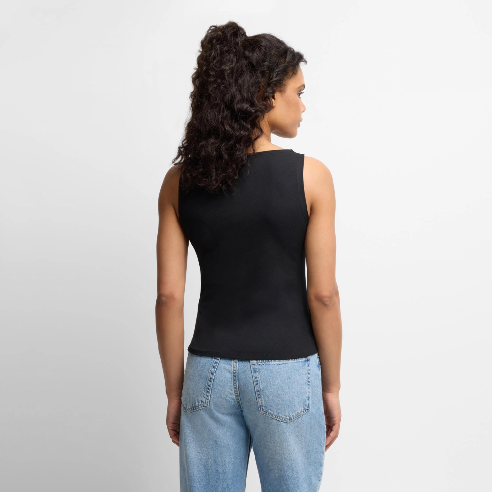 Frauen Tank Top mit U-Boot-Ausschnitt - personalisierbar - Schwarz
